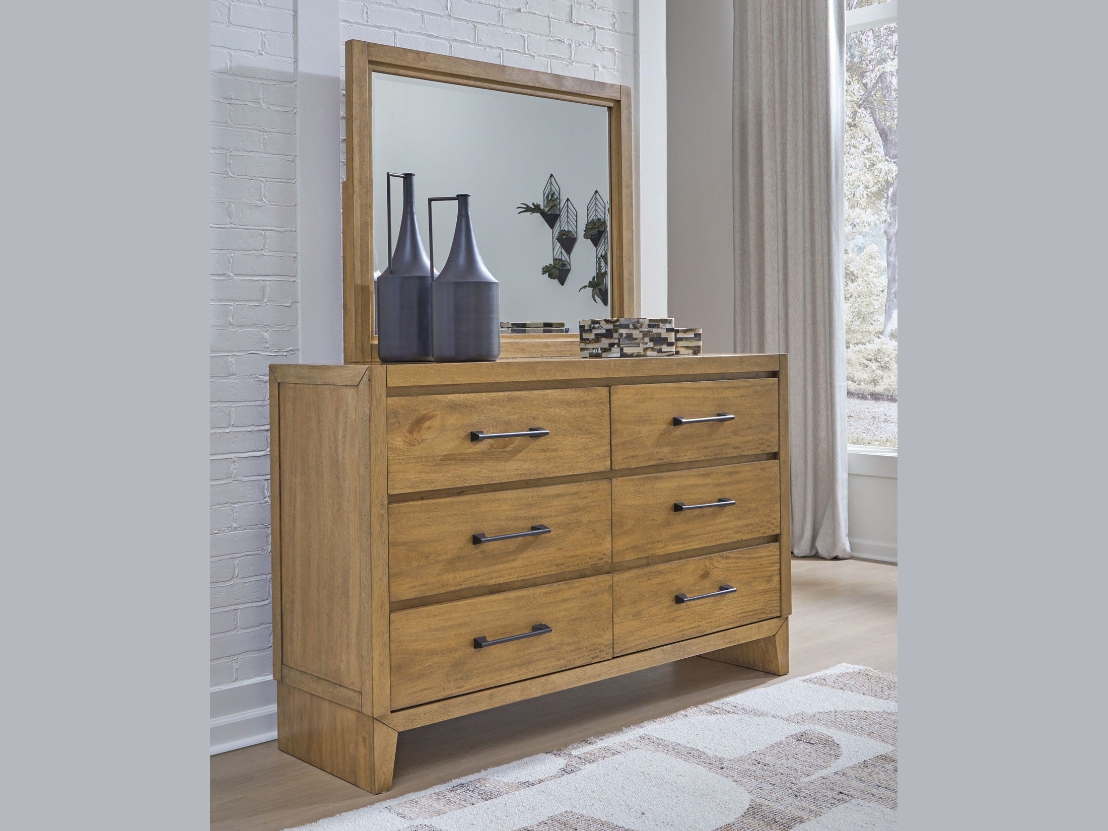 Sherbana - Dresser And Mirror - Light Brown