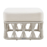 Breeze - Cream Metal Outdoor Ottoman With Cushions - Pearl