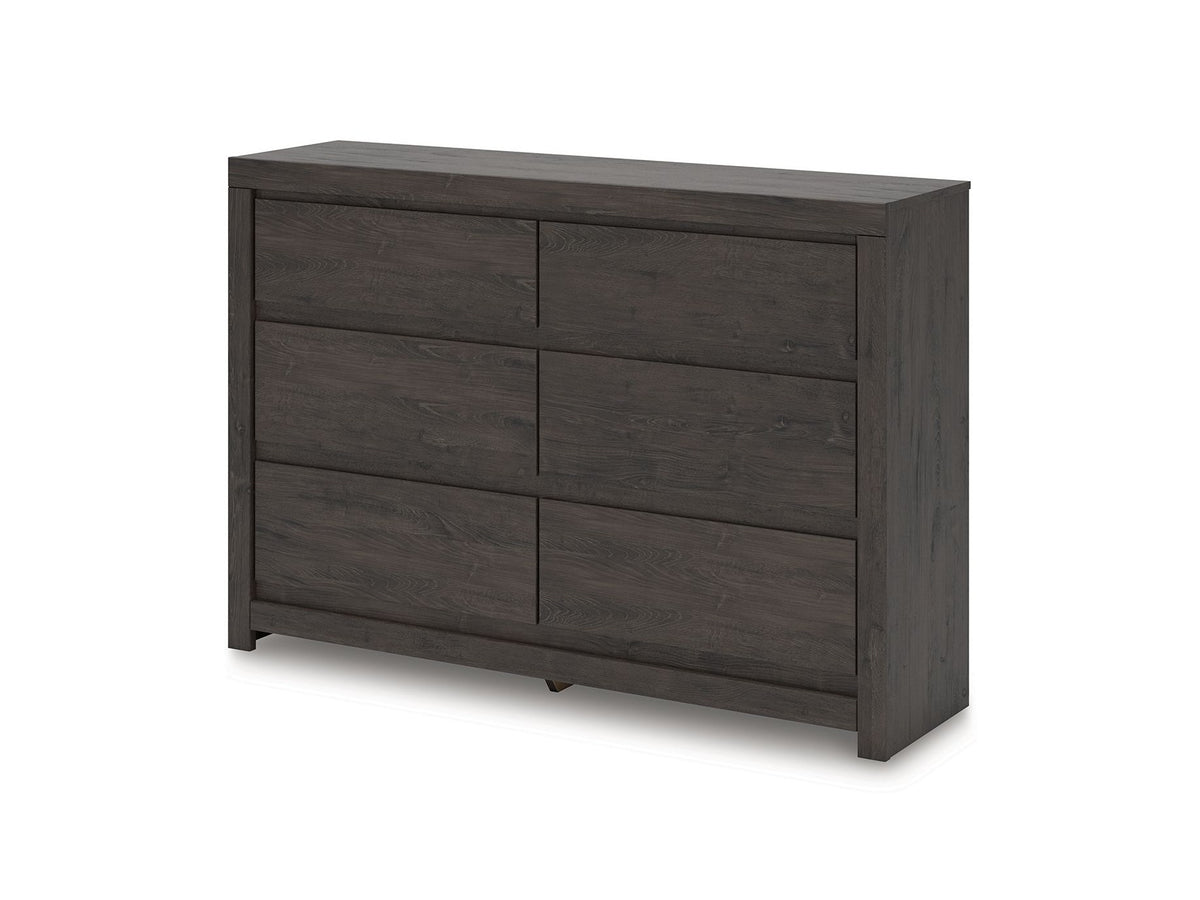 Fraluna - Six Drawer Dresser - Charcoal