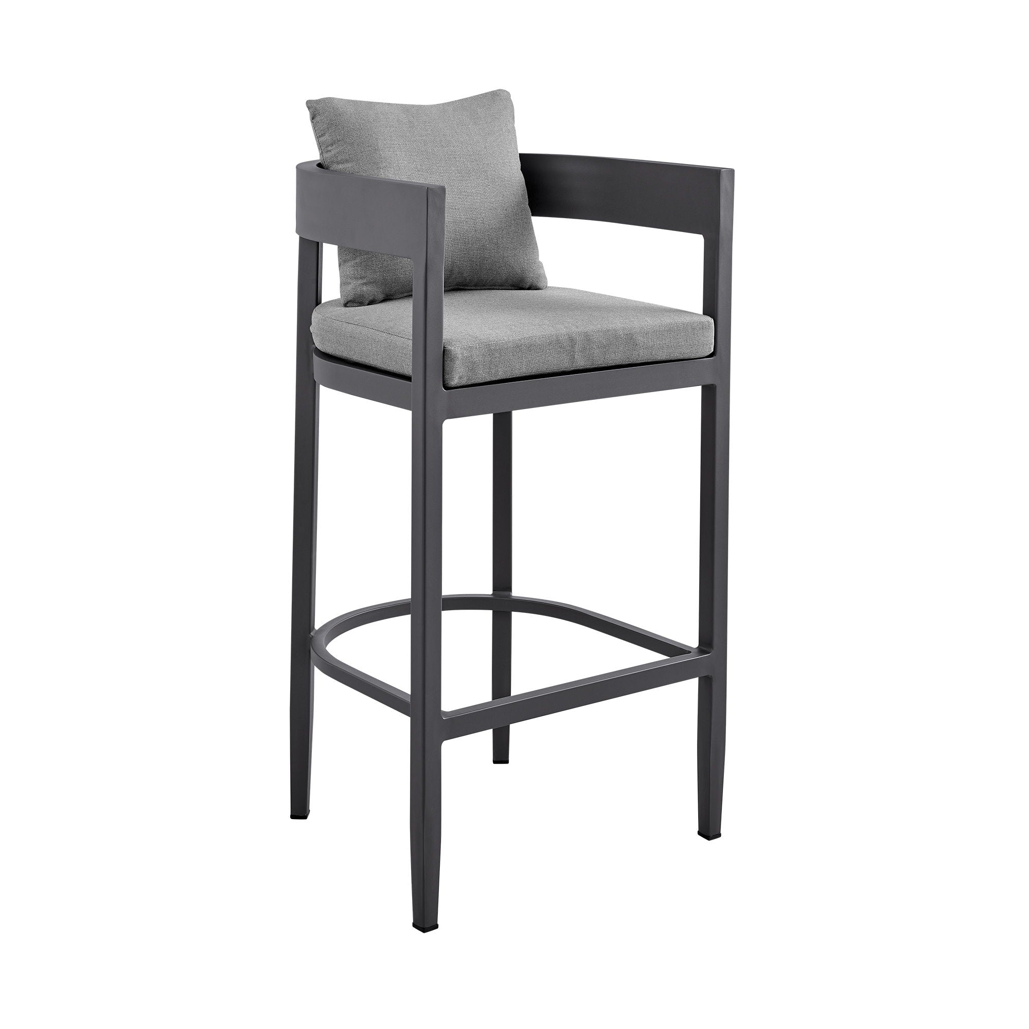 Menorca - Outdoor Patio 5-Piece Bar Table Set In Aluminum With Gray Cushions