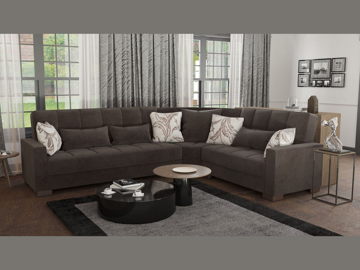 Ottomanson Armada - Upholstered Convertible Sectional With Storage - Microfiber