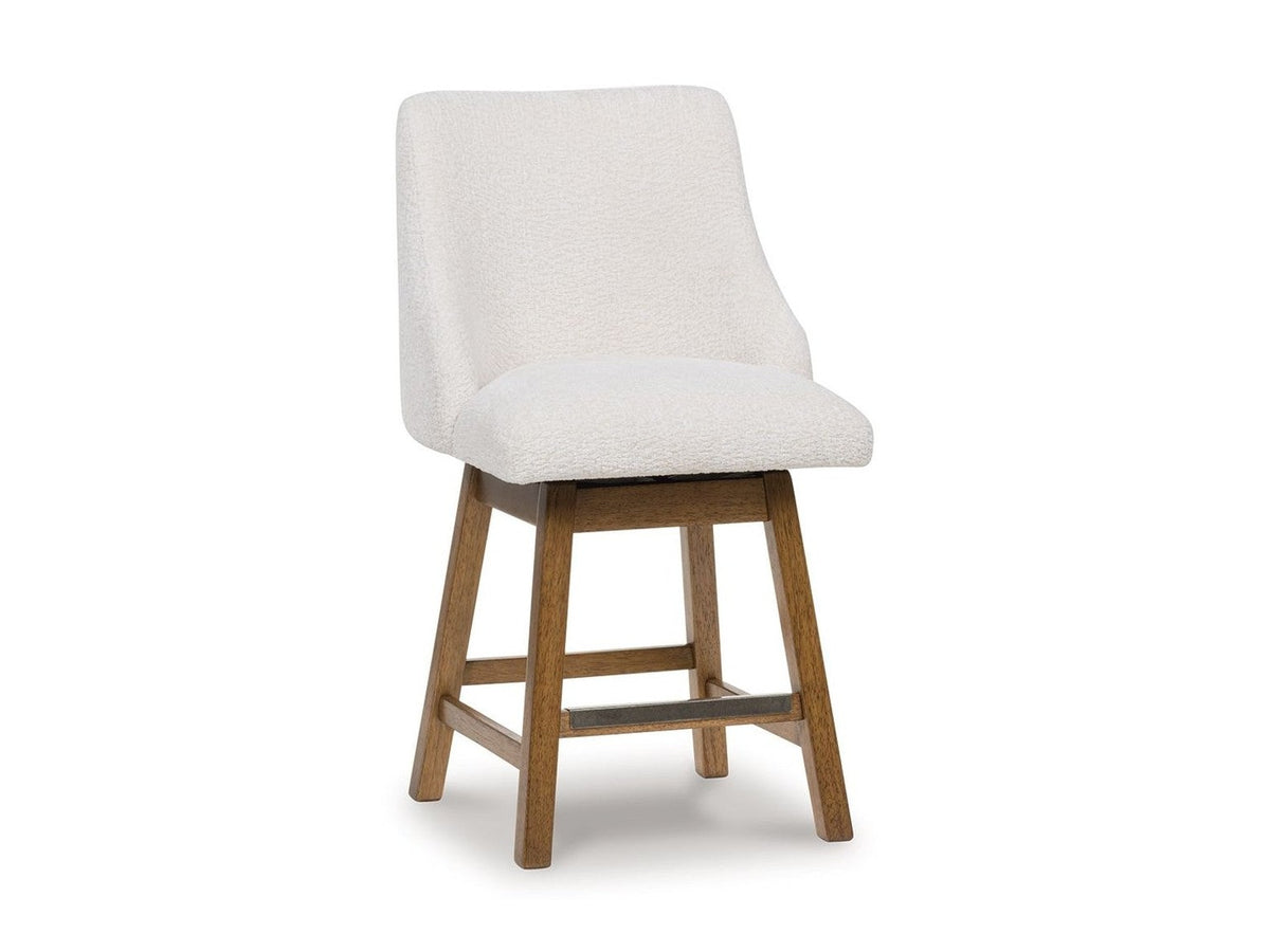 Cabalynn - Upholstered Swivel Barstool (Set of 2) - Oatmeal / Light Brown