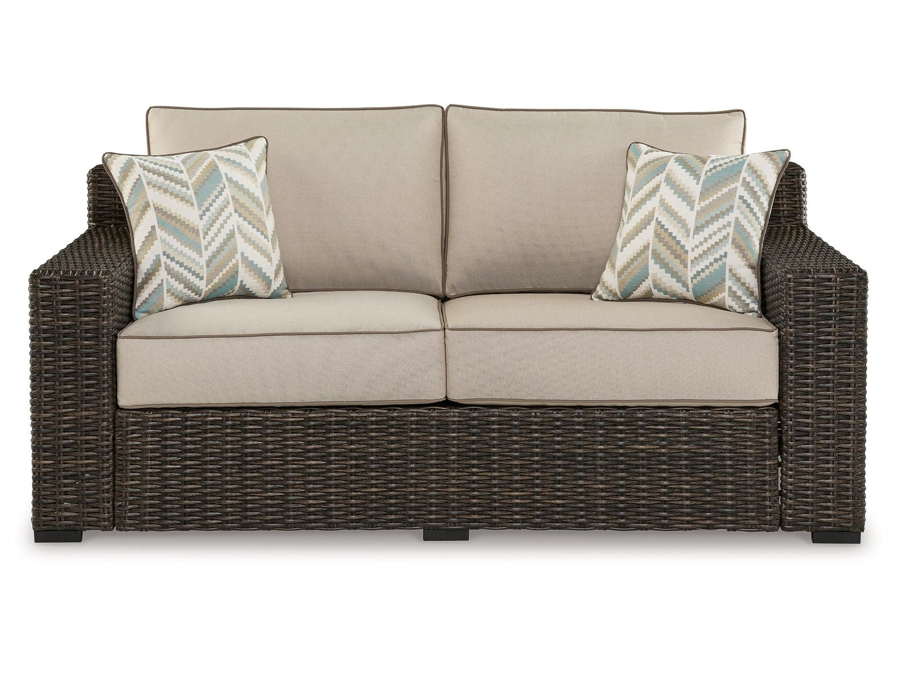 Coastline Bay - Loveseat W/Cushion - Brown