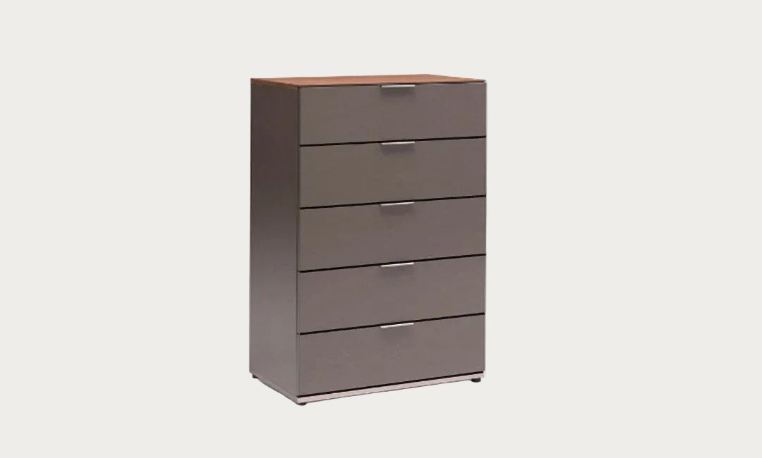 Fifth Avenue gray dresser with four drawers on a white background.