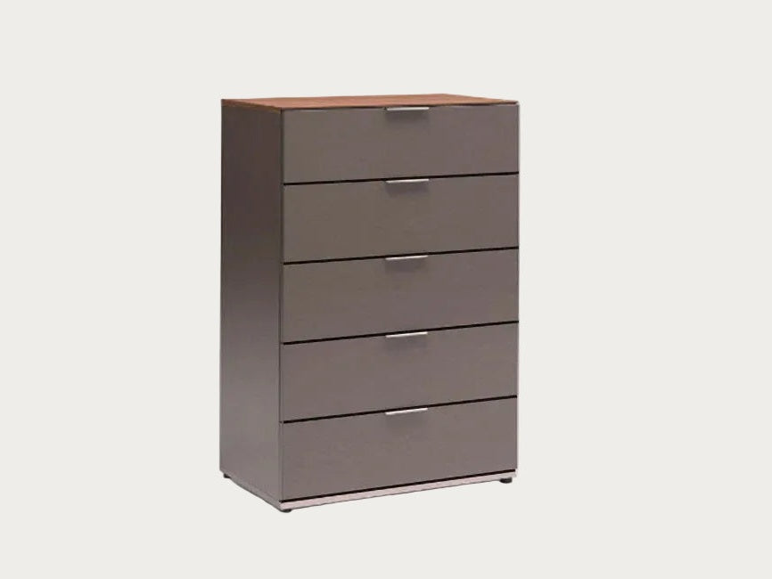 Fifth Avenue gray dresser with four drawers on a white background.