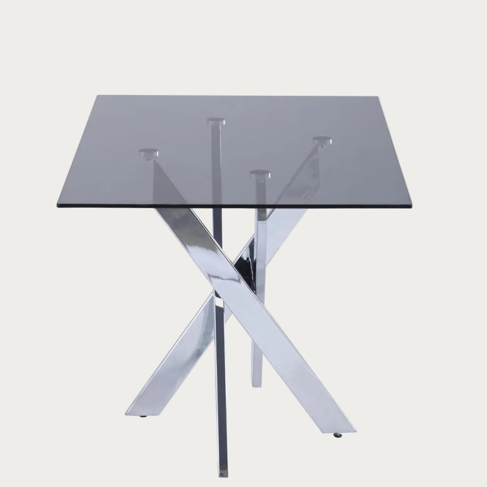 Genevieve modern glass table with chrome base