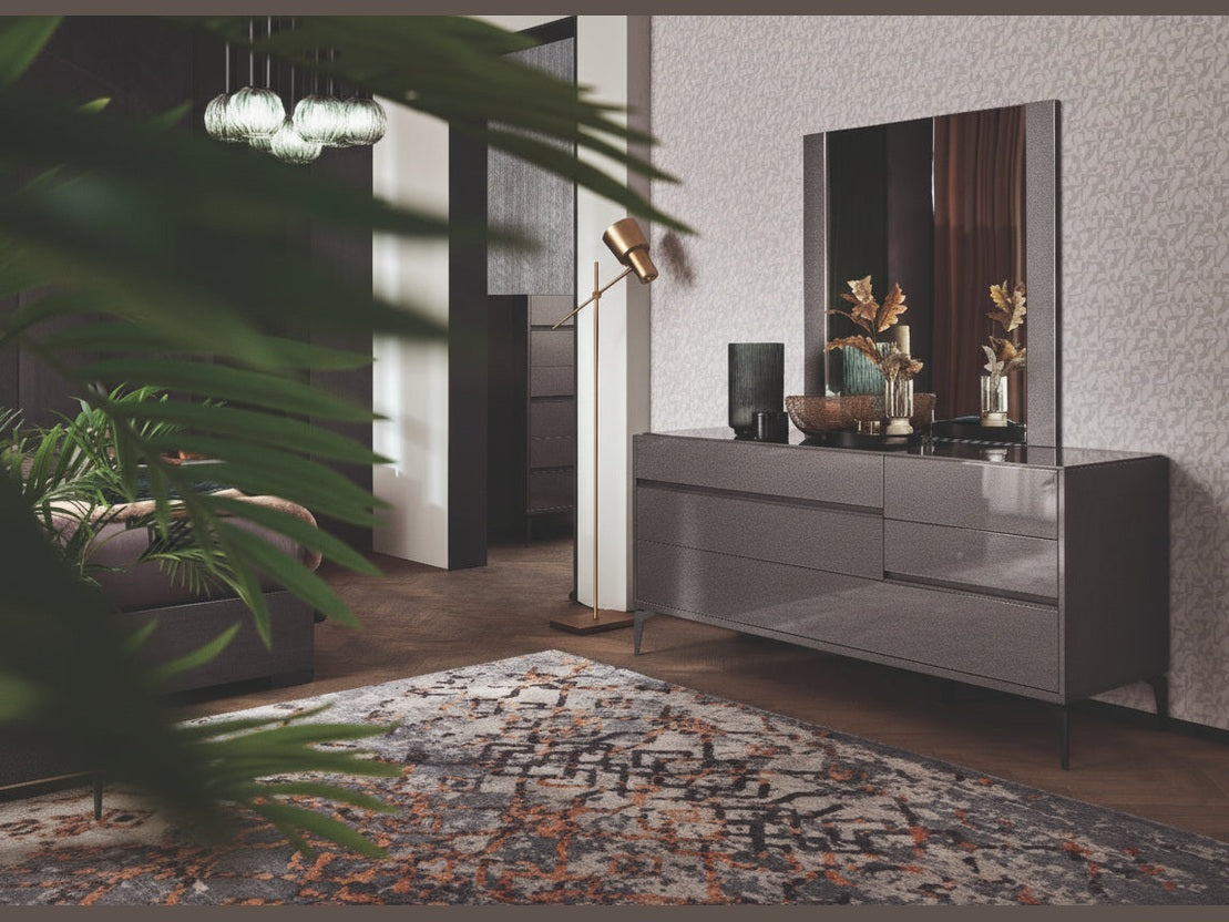 Graphite modern dresser.