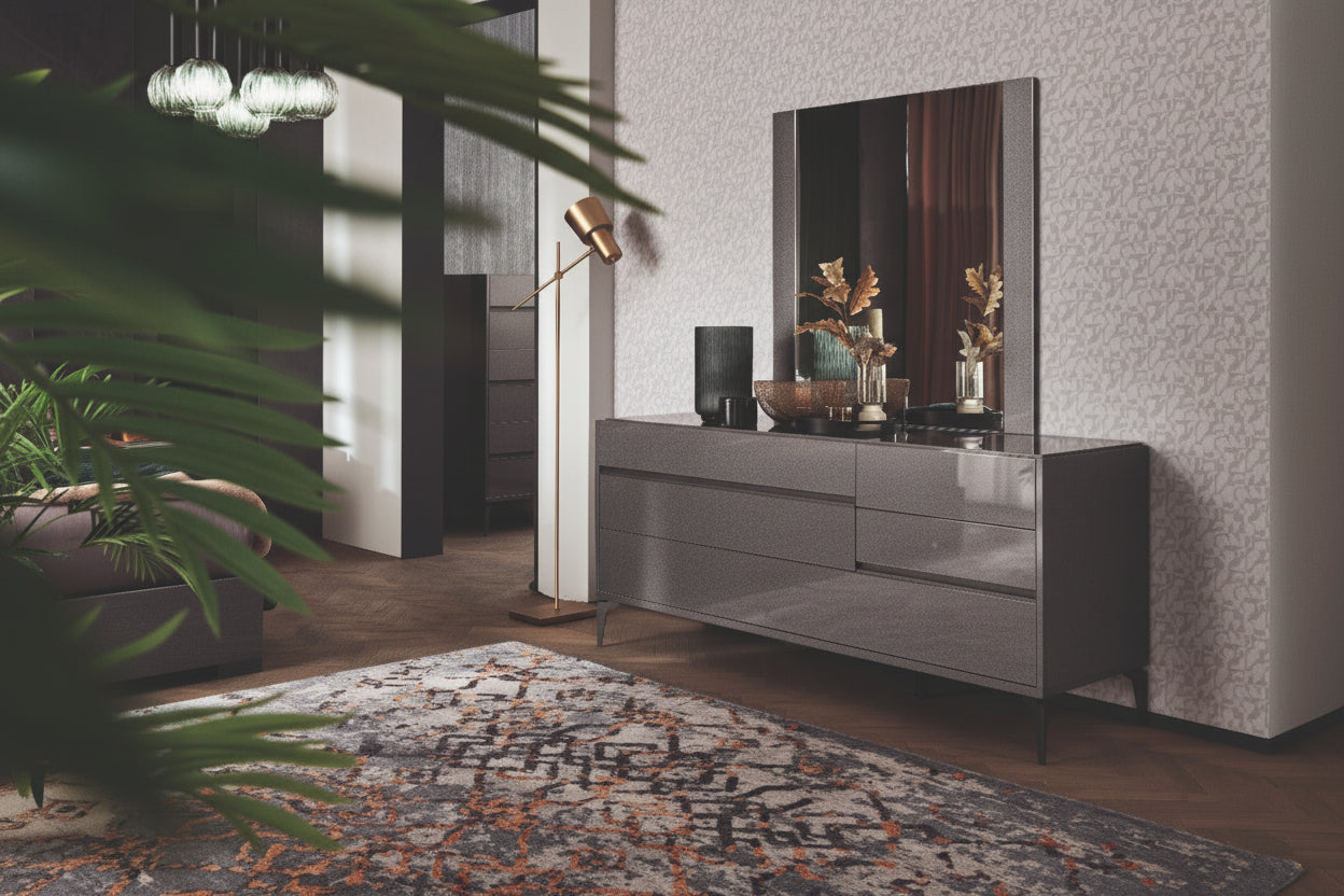 Graphite dresser and mirror by ALF Italia