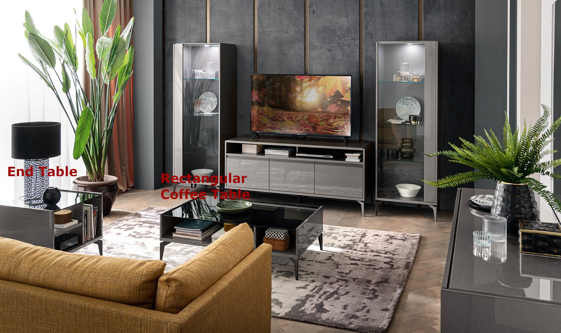 Graphite End Table with Glass Top | Delivery lead time 20 Weeks