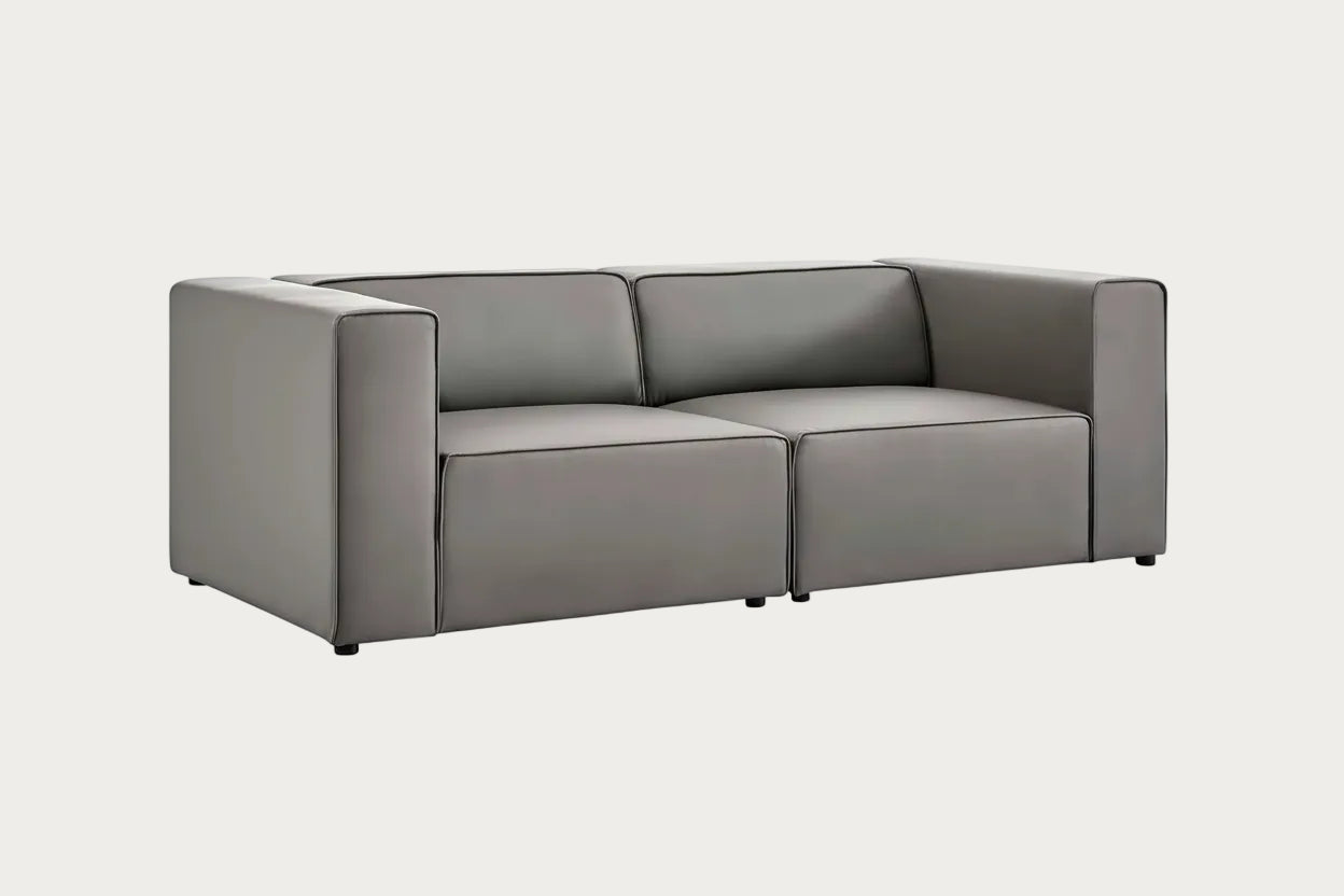 Gray sectional sofa on a white background