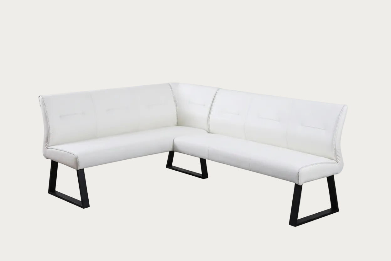 Gwen white nook with metal legs on a white background