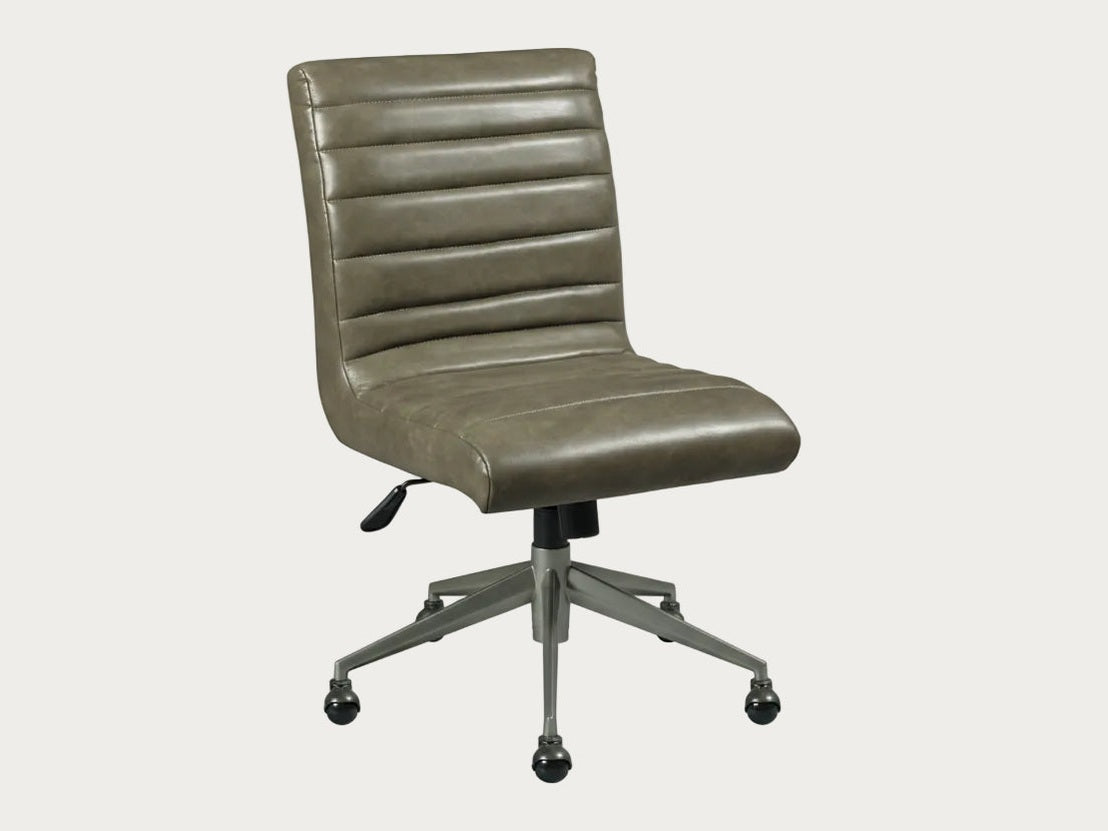 Hammary Hidden gray office chair with ribbed backrest on a white background