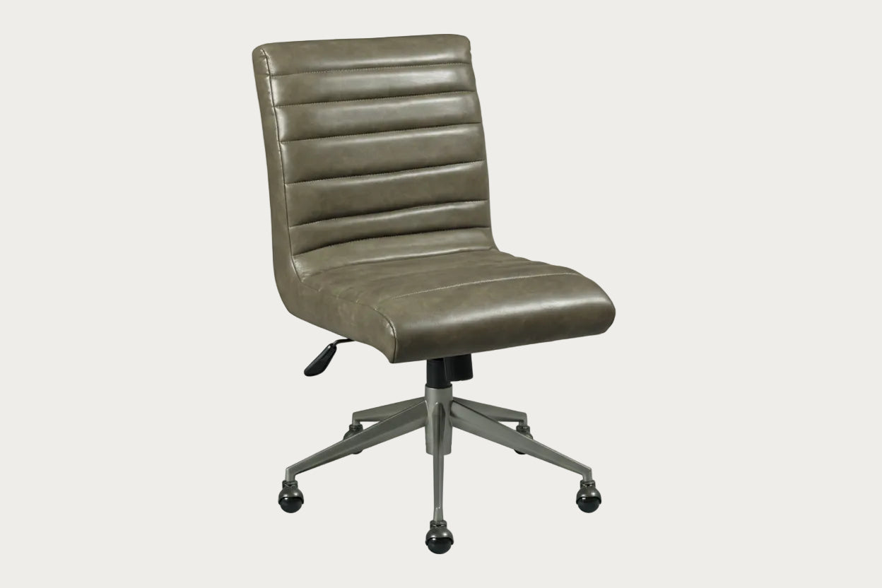 Hammary Hidden gray office chair with ribbed backrest on a white background
