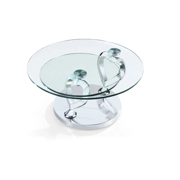 Hearts rotating top coffee table with Glass Top