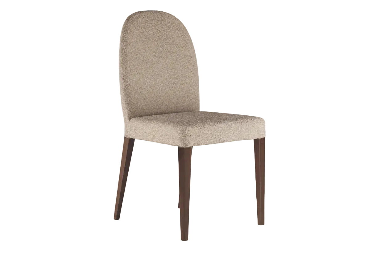 Hebe beige upholstered chair with wooden legs on a white background