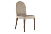 Hebe beige upholstered chair with wooden legs on a white background