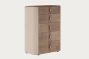 Hebe chest with five drawers on a white background