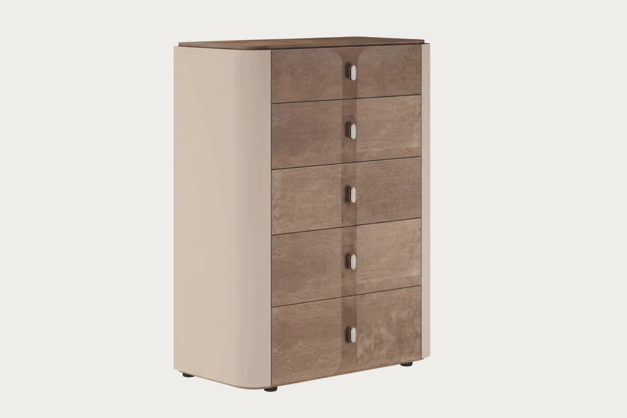 Hebe chest with five drawers on a white background