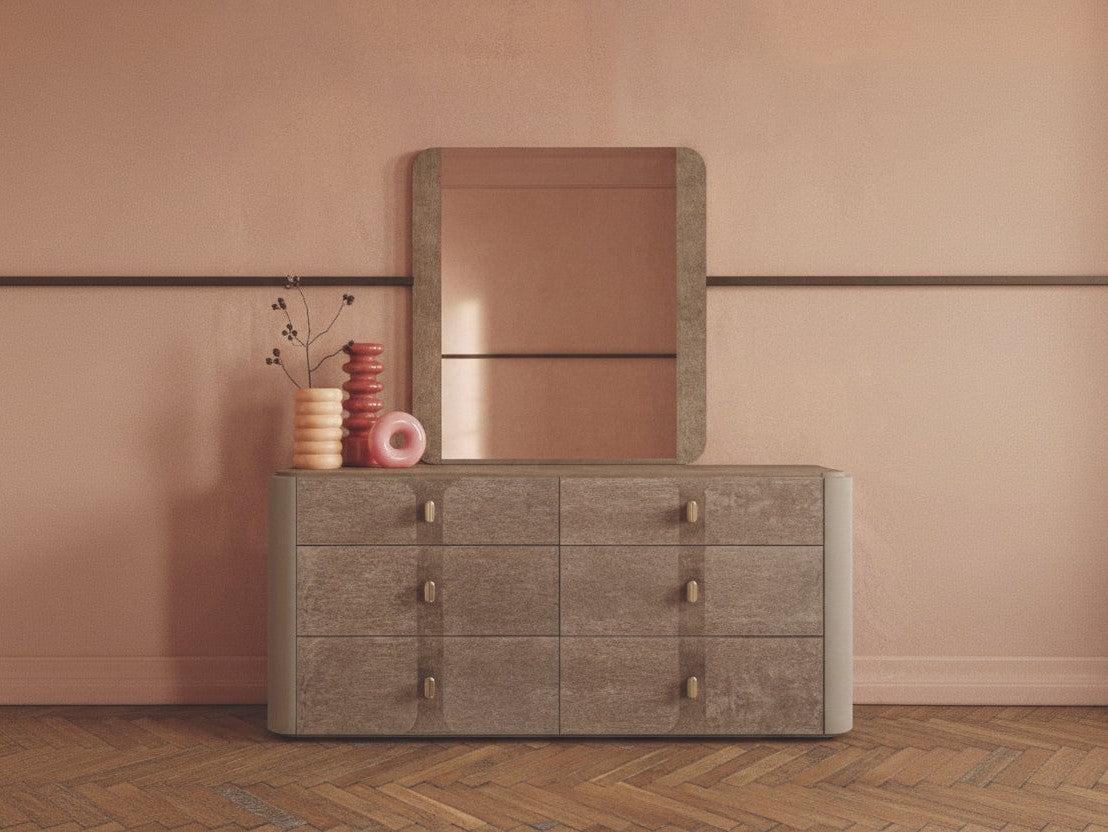 Hebe dresser with mirror against a beige wall