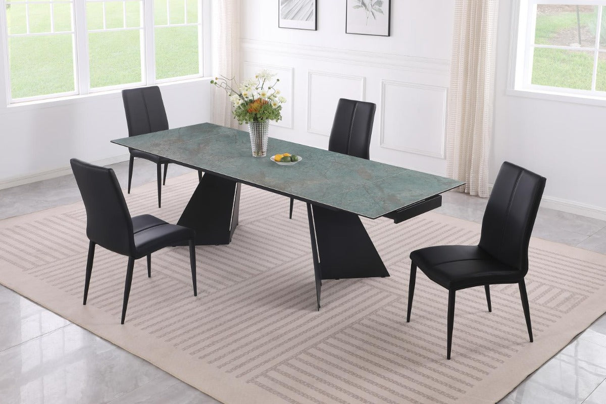Helen Extendable Dining Table with Ceramic Top & Steel Base