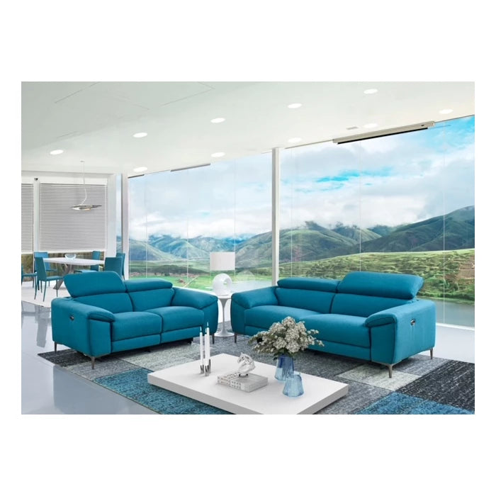 Lucca Fabric Living Room Set, Sofa and Loveseat, Turquois Fabric