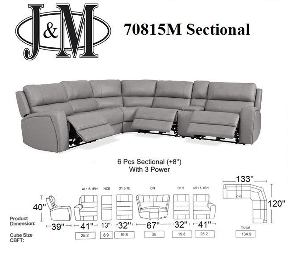 70815M Reclining Sectional in Grey by J&M Furniture - view 5