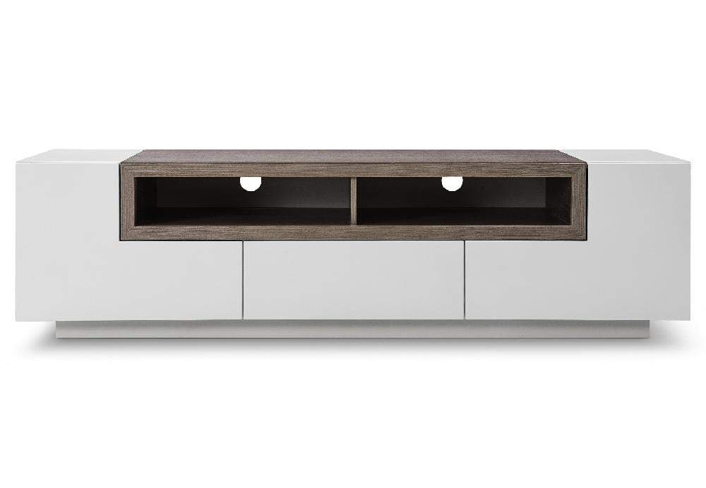 TV Stand TV002 in White Gloss/Grey Veneer by J&M Furniture