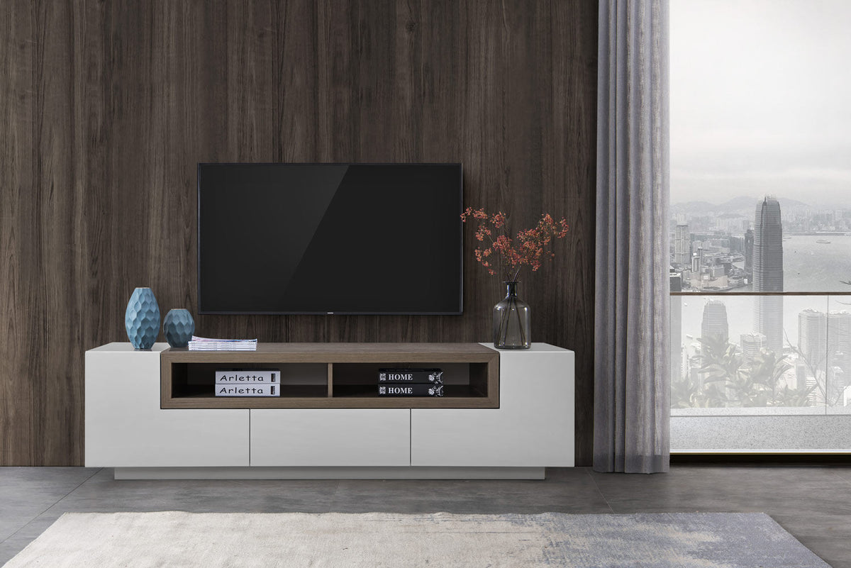 TV Stand TV002 in White Gloss/Grey Veneer by J&M Furniture - view 2