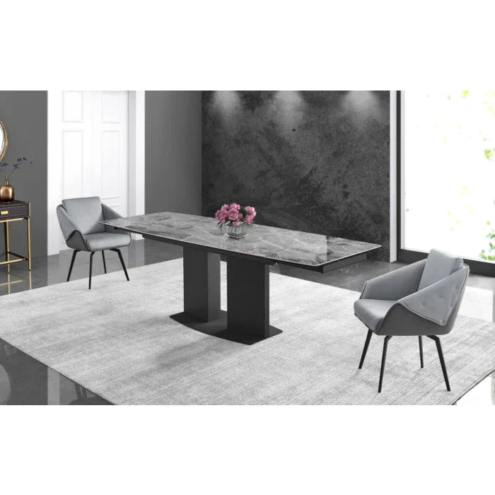 Jess Armchair in Light Gray Velvet, Black Frame