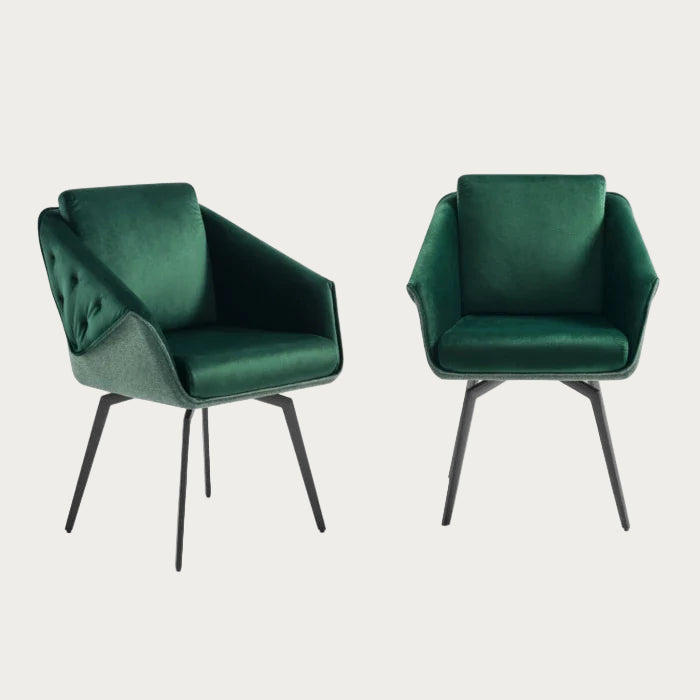 Jess Armchair in Green Velvet, Black Frame