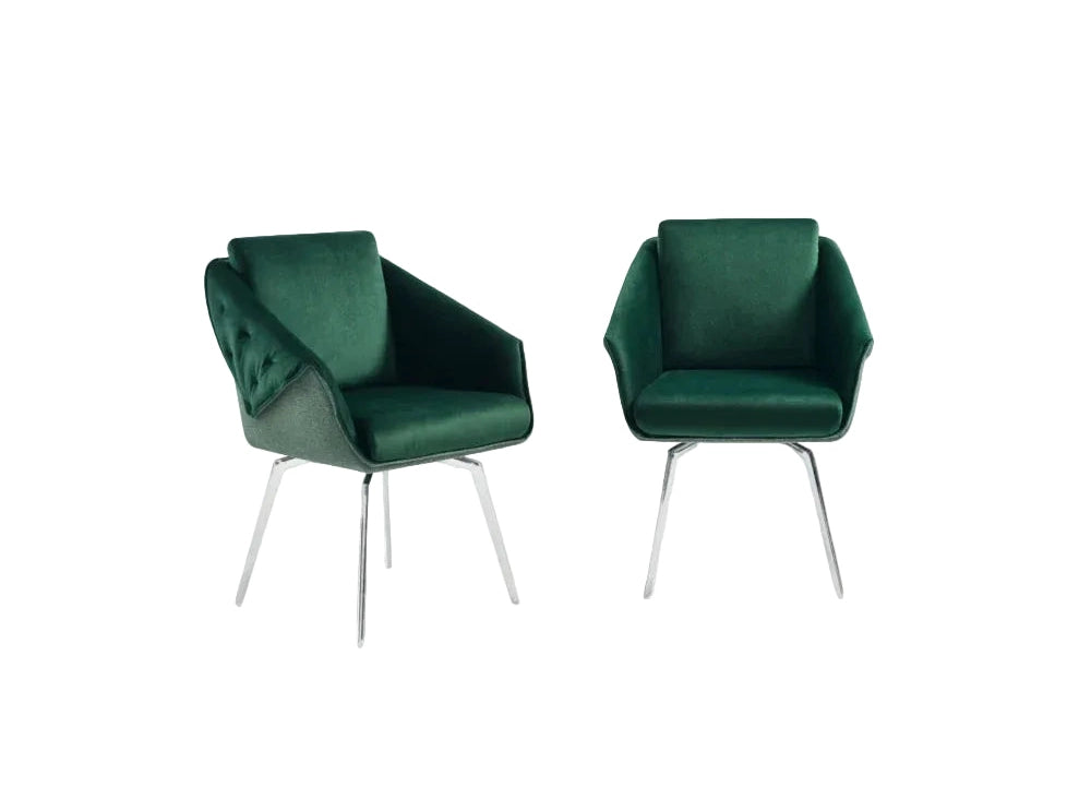 Jess Green Velvet fabric and Chrome Legs