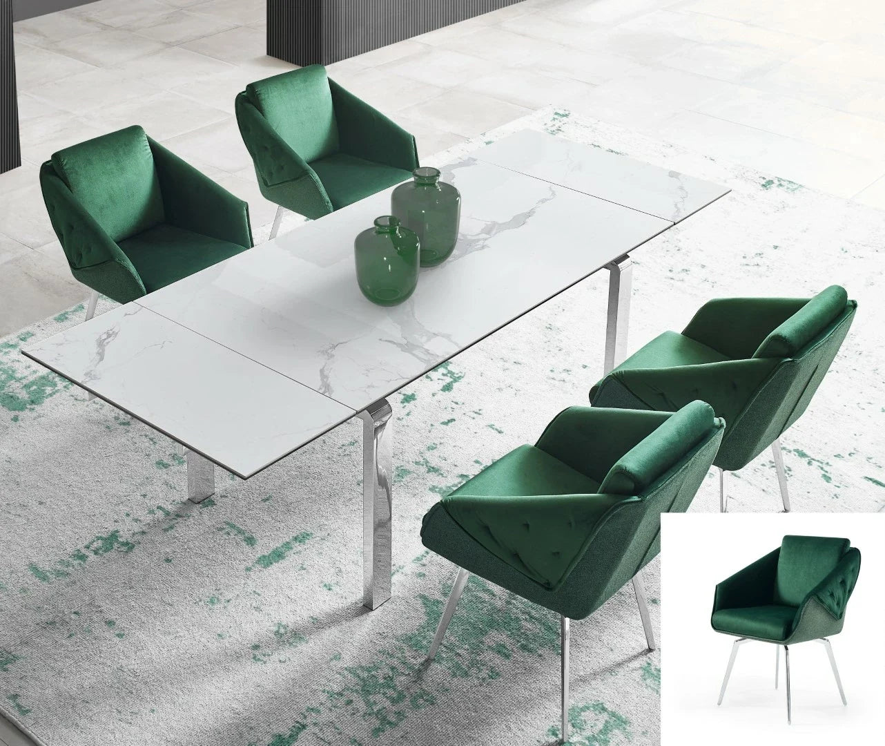 Stark Extendable Dining Table, Ceramic Top