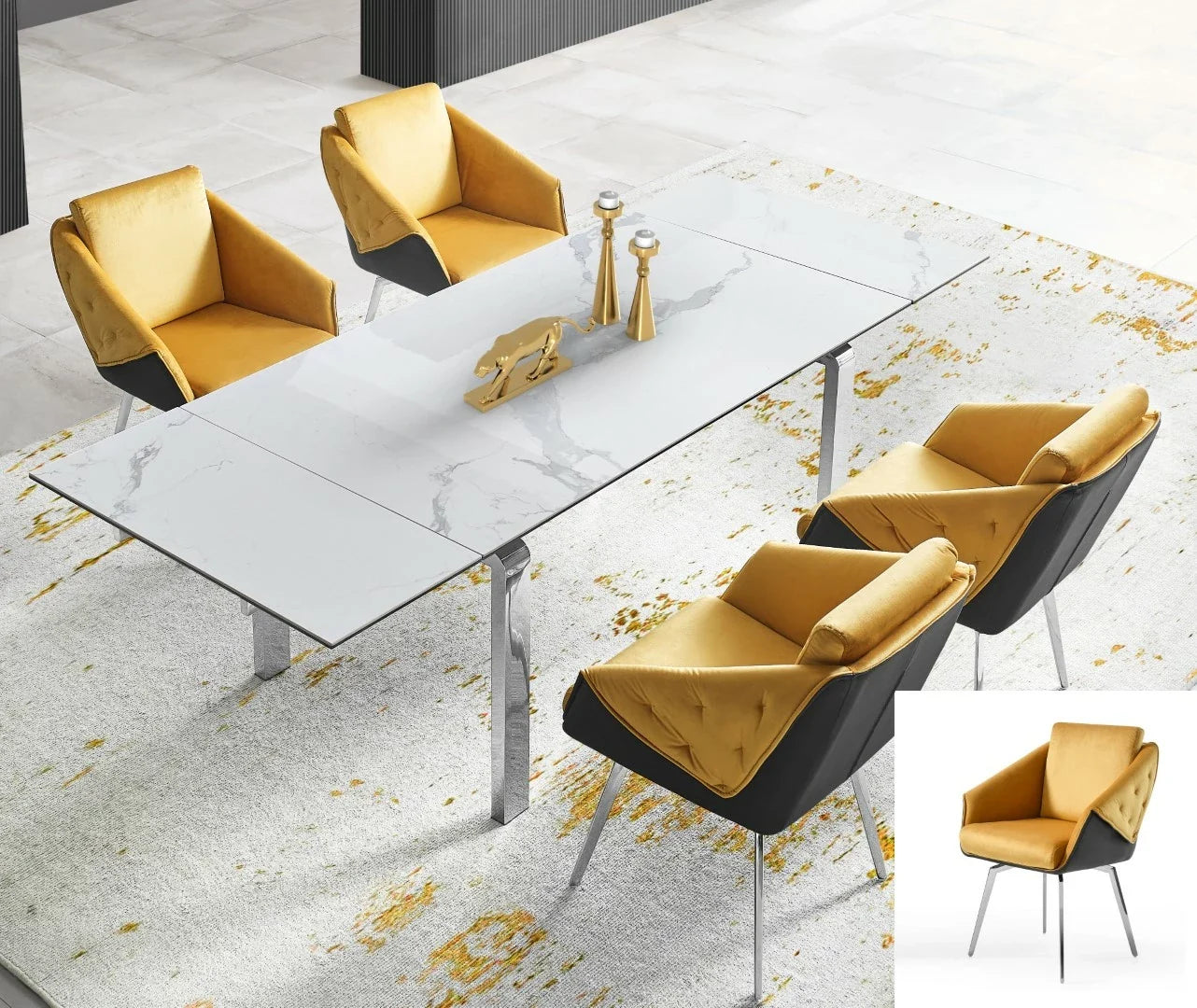 Stark Extendable Dining Table, Ceramic Top