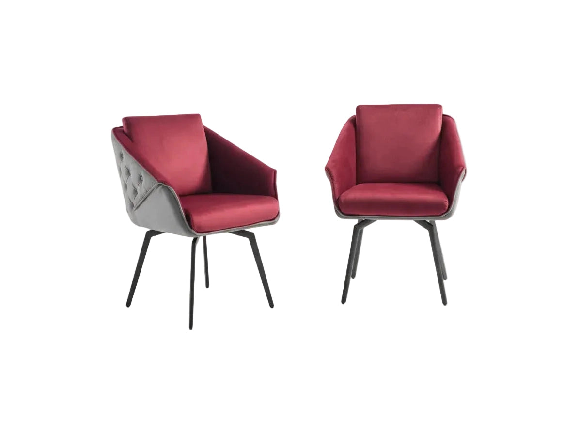 Jess Bordeaux Velvet Chair with Black Frame