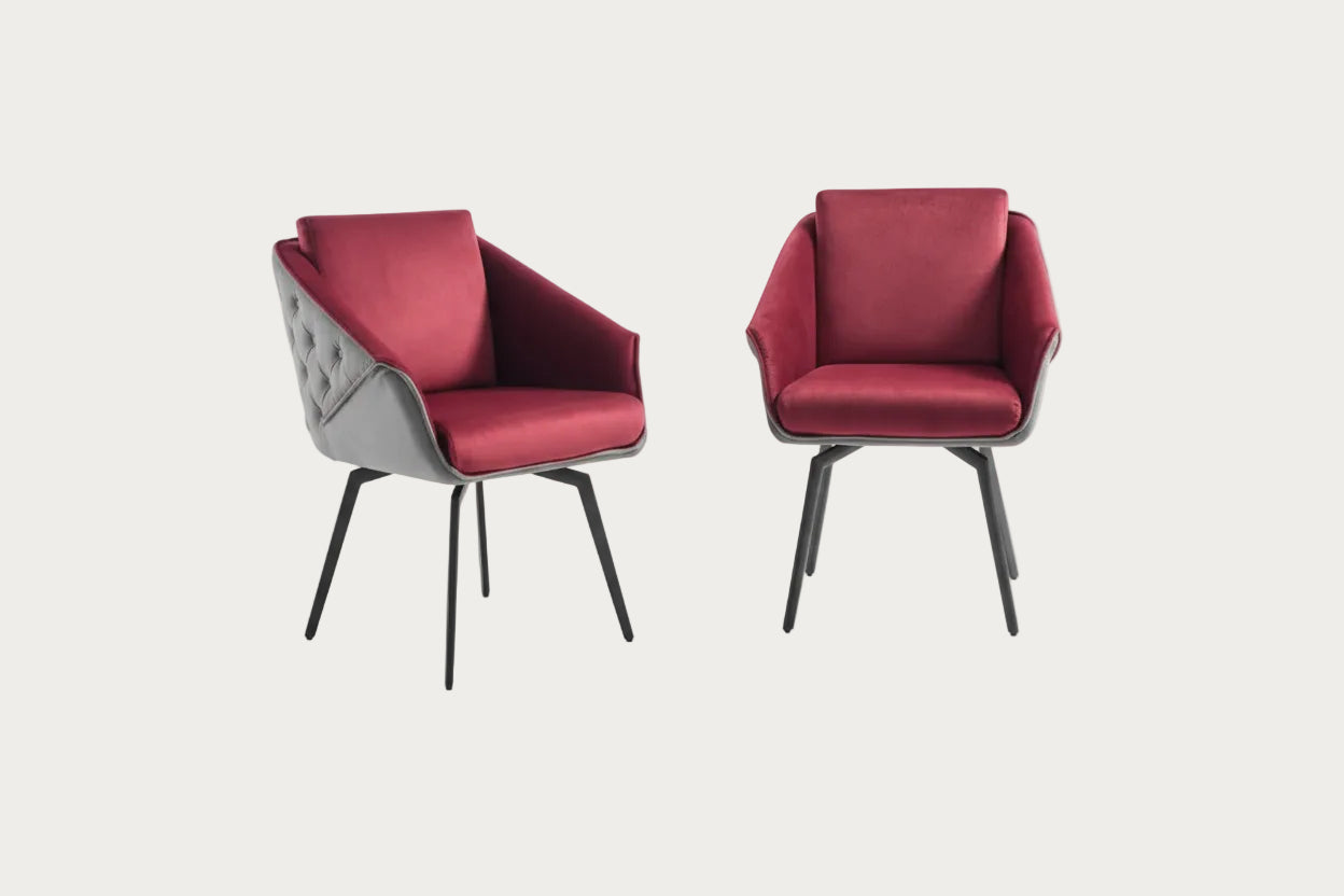 Jess Bordeaux Velvet Chair with Black Frame