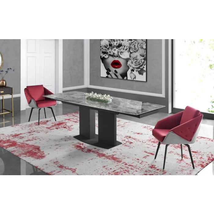 Jess Armchair in Bordeaux Velvet, Black Frame