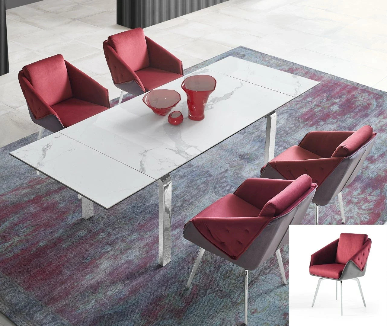 Stark Extendable Dining Table, Ceramic Top