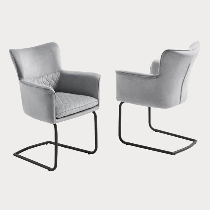 Loran Light grey armchair with black legs
