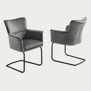 Loran Armchair upholstered in Grey Velvet with black legs