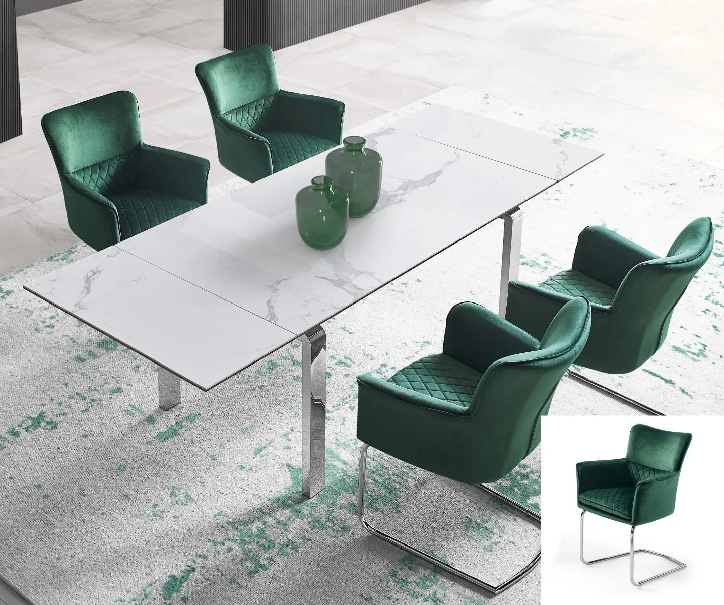 Stark Extendable Dining Table, Ceramic Top