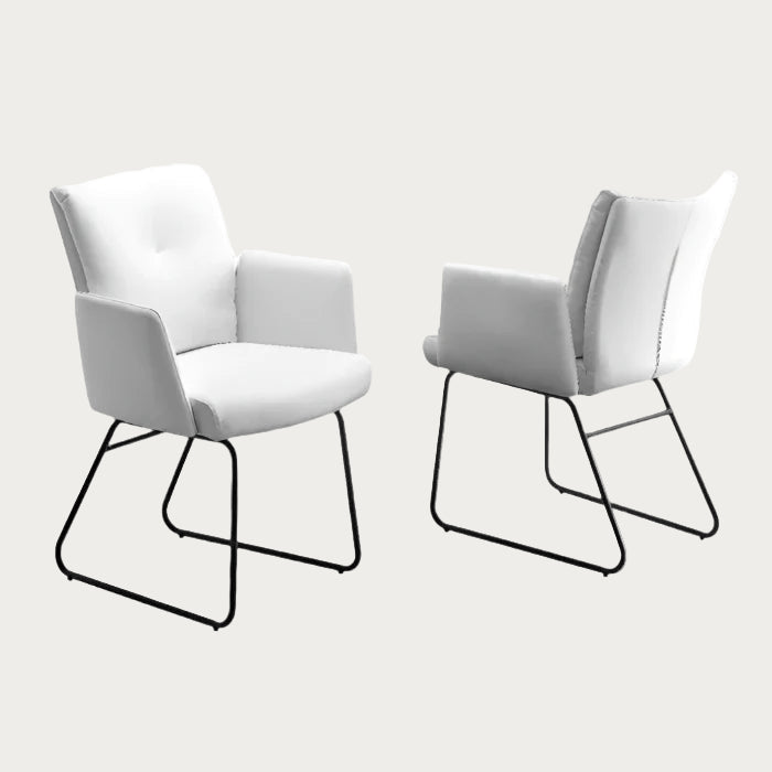 Cyprus Armchair upholstered in White Faux Leather with Black Legs