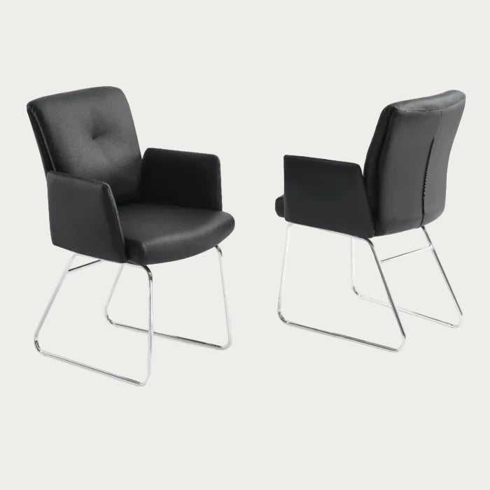 Cyprus Black Faux Leather with Chrome Legs