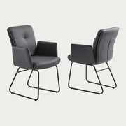 Cyprus Armchair, Upholstered with Gray Faux Leather, Black Frame