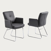 Cyprus Armchair upholstered in Grey Faux Leather with Chrome Legs