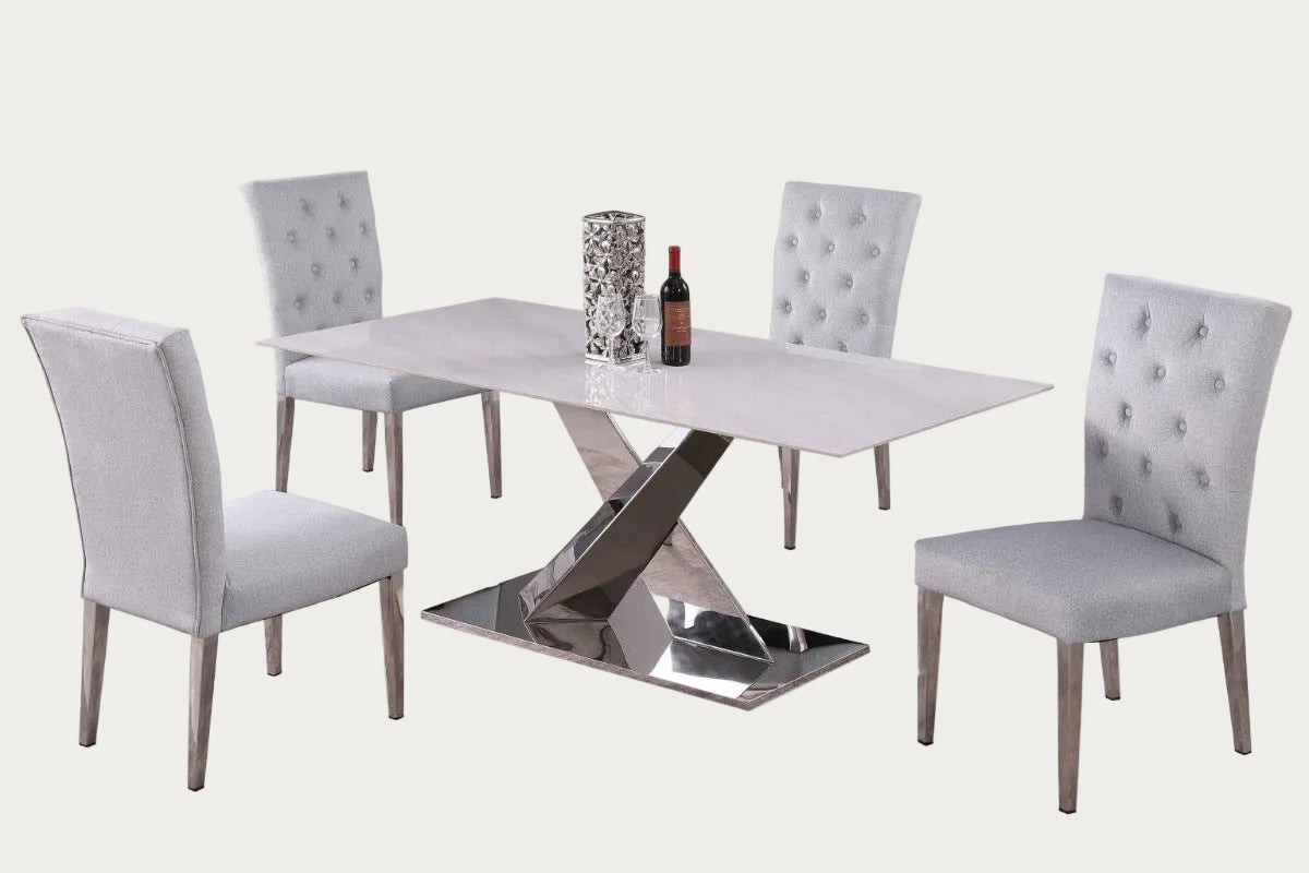 Jennifer Kerry dining room set with four Kerry chairs.