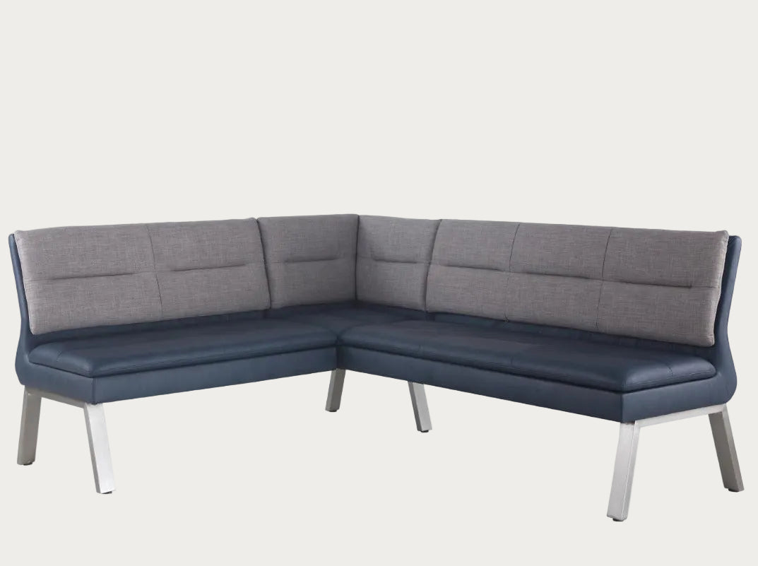 Jezebel gray and blue sectional sofa on a white background