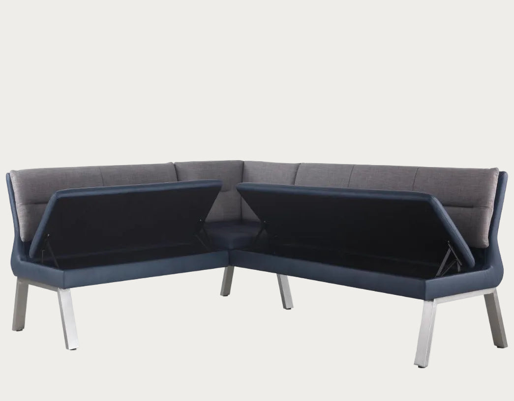 Jezebel modern sectional sofa with blue cushions
