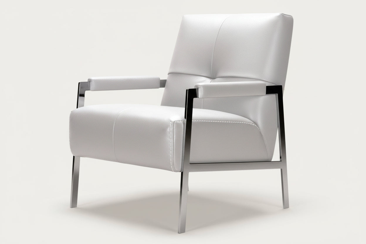 J&M I765 Armchair in Light Grey Leather