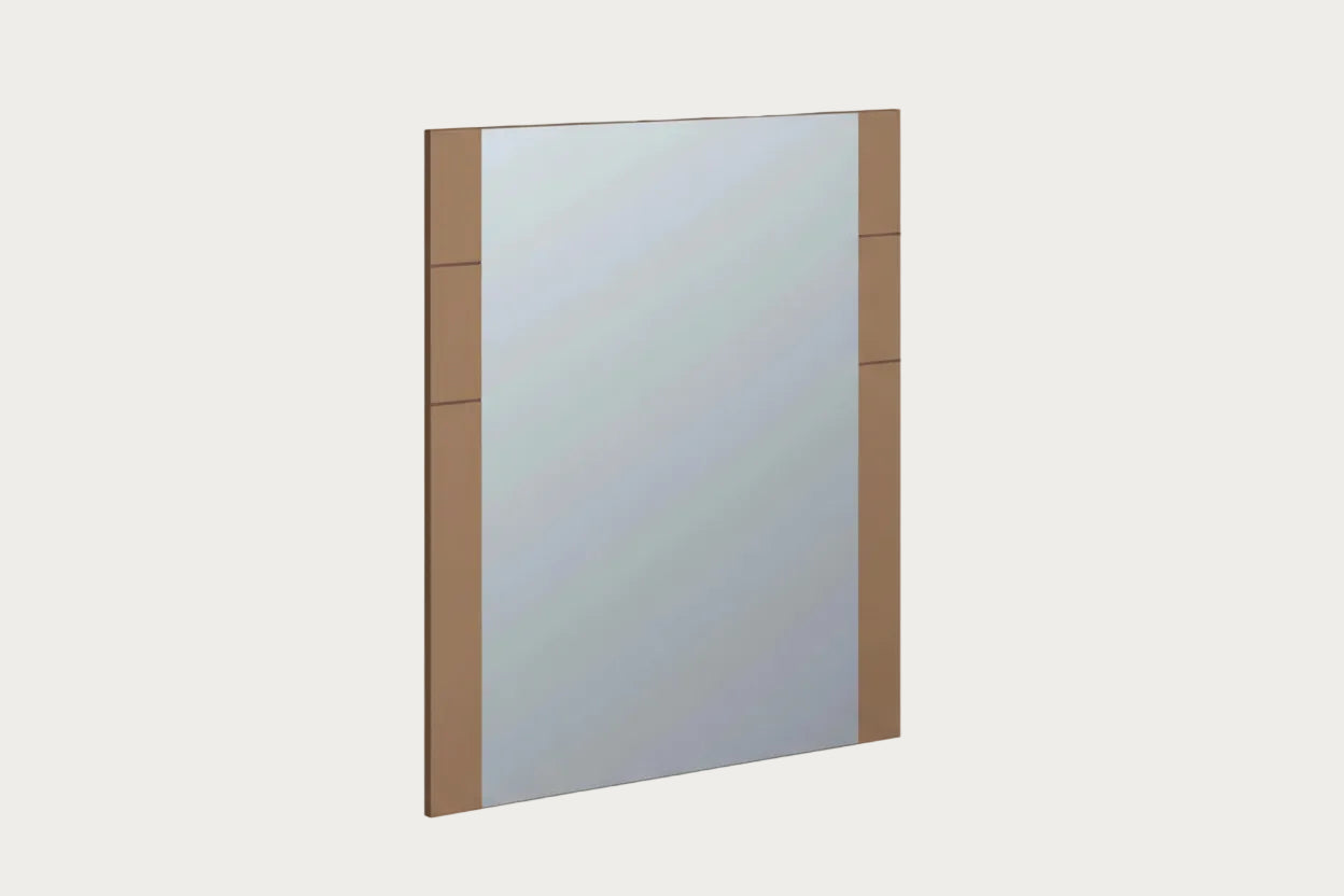 Jo rectangular mirror with wooden frame on a white background
