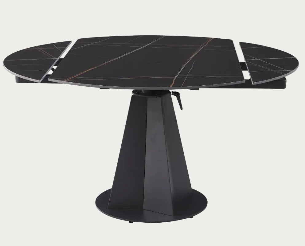 Jocelyn black round table with a modern design